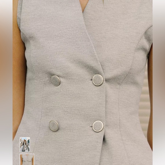 Zara Twill Light Gray Textured Top - Picture 7 of 8